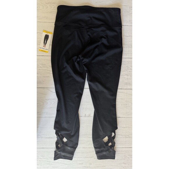 NWT Women's Black ACTIVE LIFE Lattice Bottom Leggings Size Medium - Picture 11 of 11